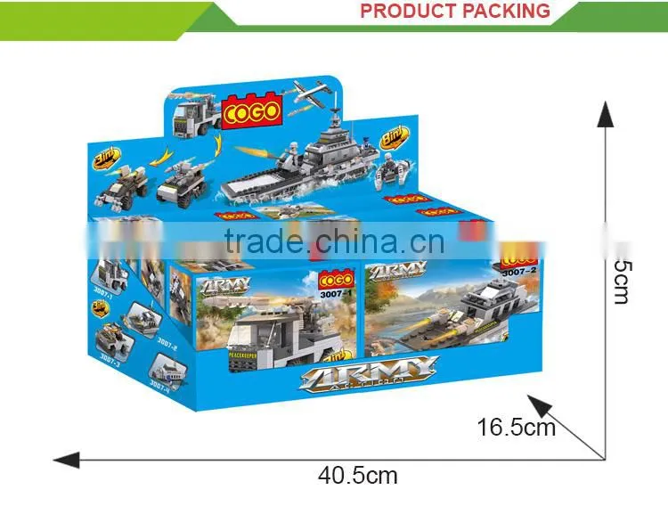 3 in 1 Wholesale diy child building blocks military model boat parts