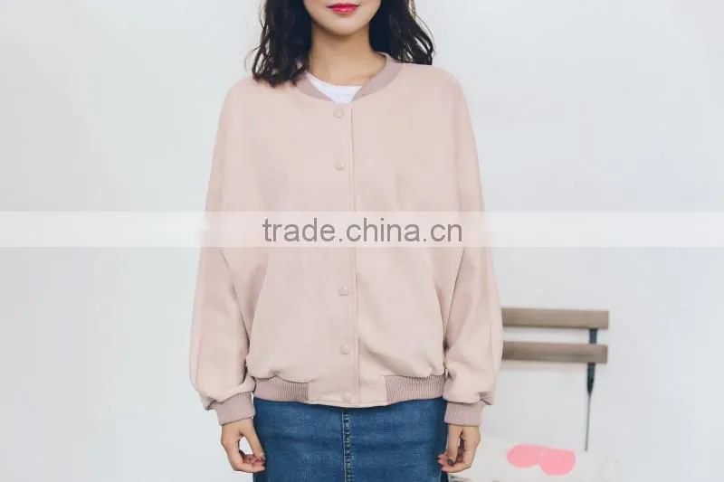 New Fashion Fall Winter Fashion Women Loose Students Take Faux Suede Baseball Uniform Coats Outerwear Gray Pink Maron Jackets