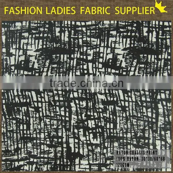 shaoxing cichengtex fashion black and white rayon fabric ,Geometric Shapes style fabric