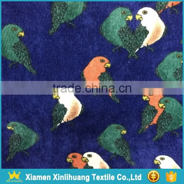 Latest Fashion Dress Material 28 Wale Printed Corduroy Fabric for Sale