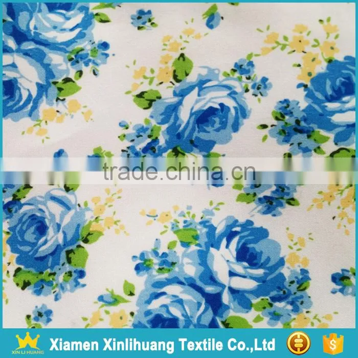 Custom Design 100 Polyester Flower Printed Peach Skin Fabric for Beach Shorts