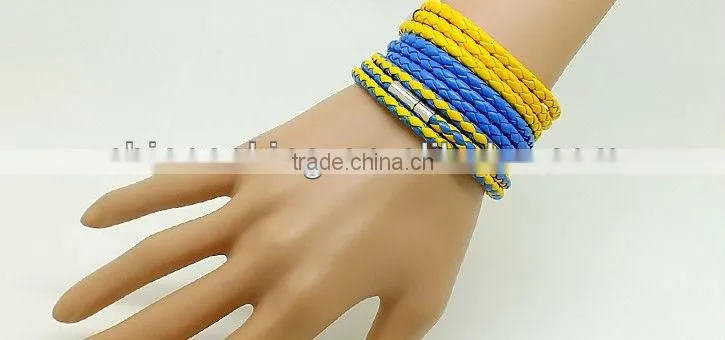 multi strand braided leather bracelet with magnetic clasp, unisex wrap leather bracelet, brown color leather bracelet