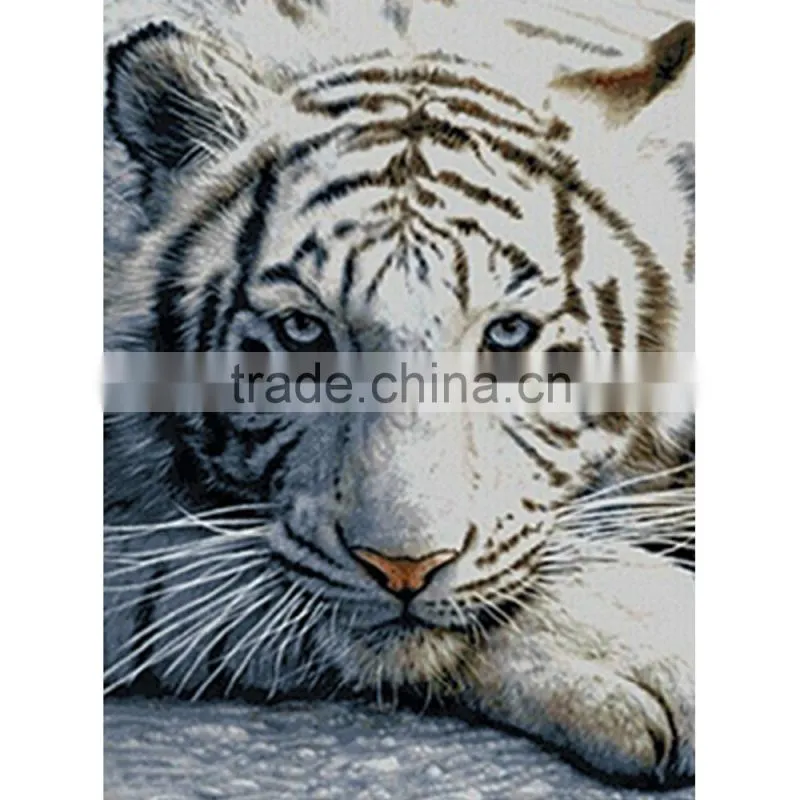 Cheap Rhinestone Multicolor White Tiger Pattern Cotton Embroidery DIY Kit Diamond Painting