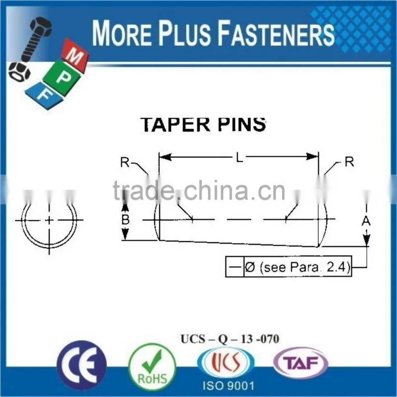 Made In Taiwan Hard Taper Dowel and Groove Clevis and Cotter Pin