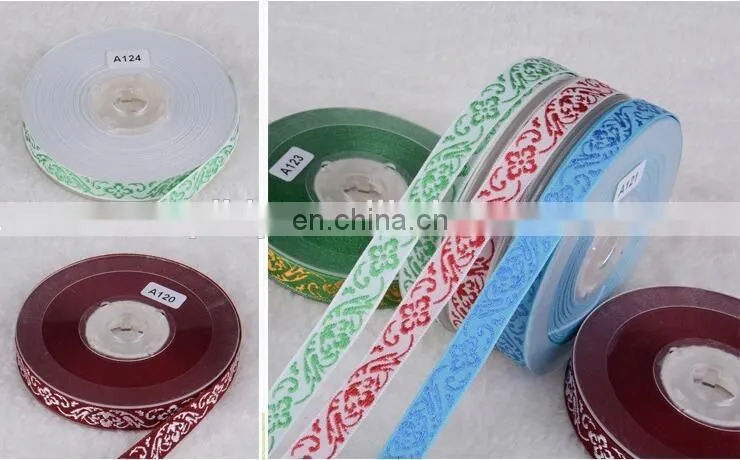 personalized jacquard shiny metallic polyester ribbon