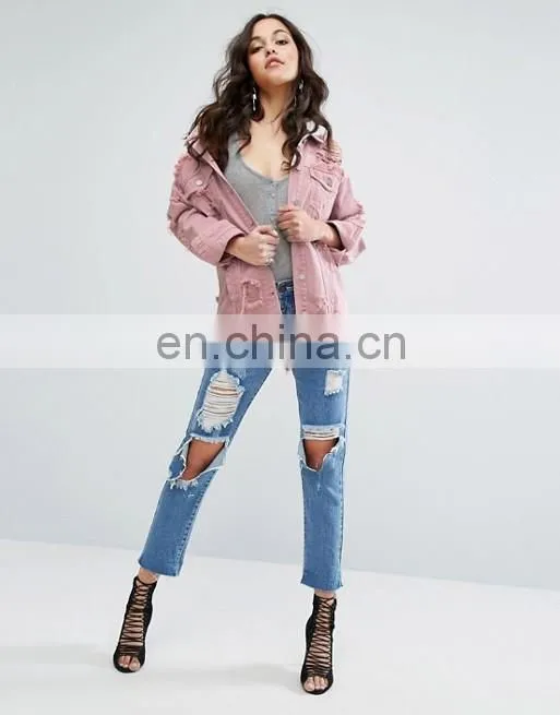 New Arrival Vintage DenimJacket Lady's casual hole coat fashion outerwear Free shipping