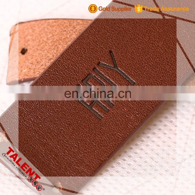 custom hot stamping brand logo decorate original leather patch for garment