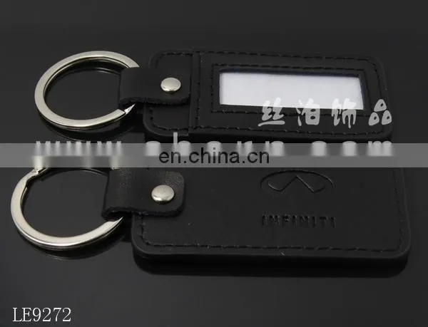 popular simple metal keychain with leather