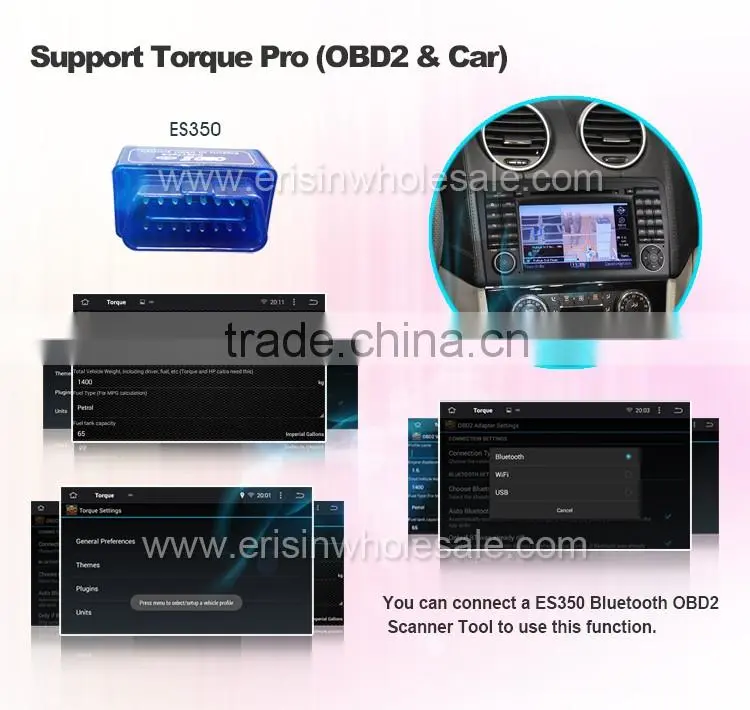 Erisin ES2511B 7" Auto Radio 2 Din Car DVD GPS with Android 4.4.4 Canbus for Mercedes X164