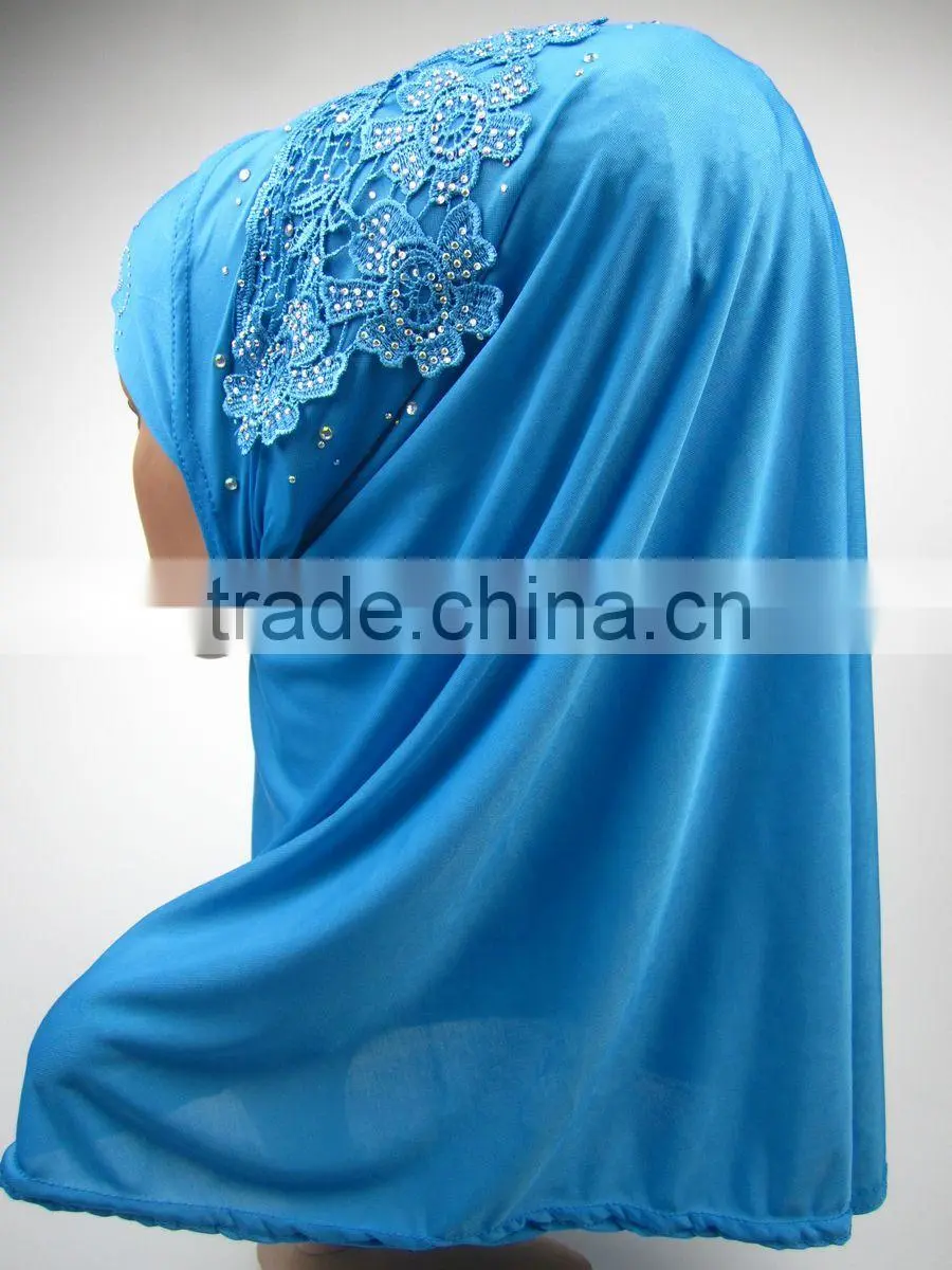Latest design spring Applique MUSLIM HIJAB with 12colors islamic flower headscarf shawl