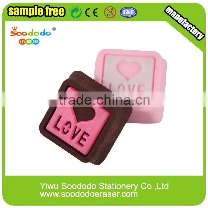 Fancy Colorful Valentine Gift Rubber Shaped Eraser