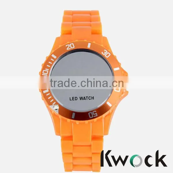 Men LED Waterproof Circular Silicone Sport Wrist Watch White