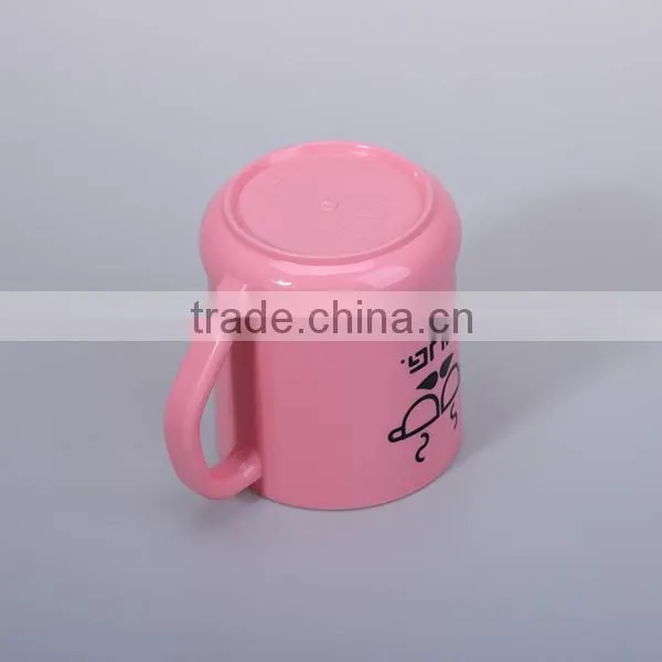 Plastic funny printed red coffee cups with handle