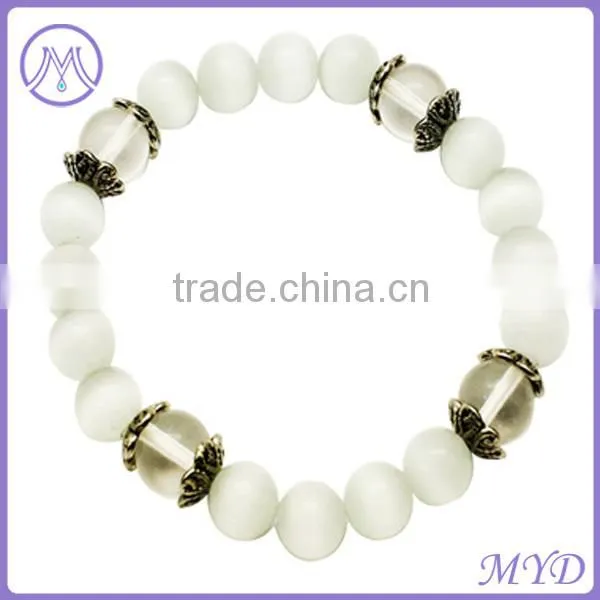 Women leather bracelet with metal enamel beads
