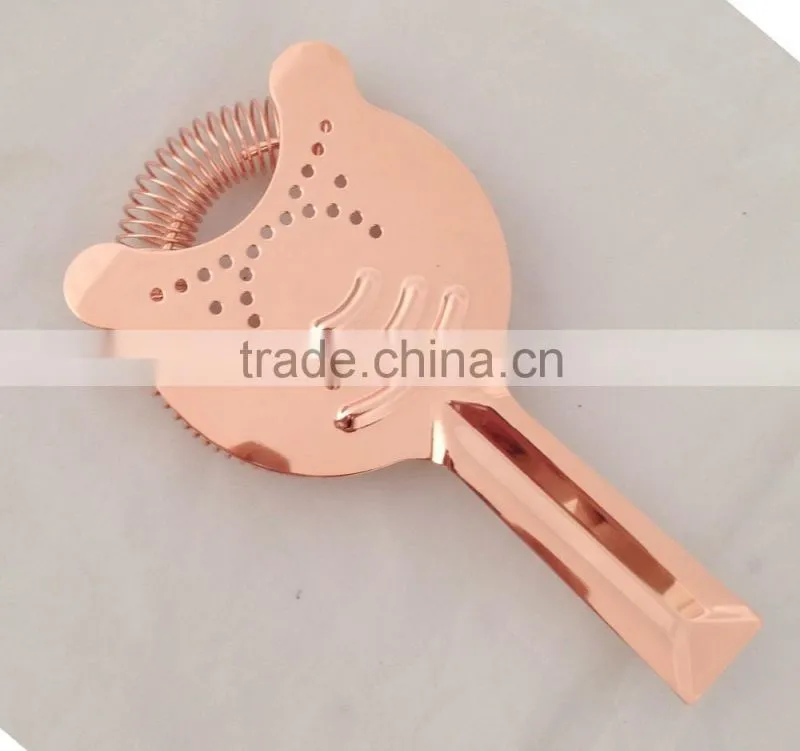 stainless steel ice cocktail strainer with copper plated color