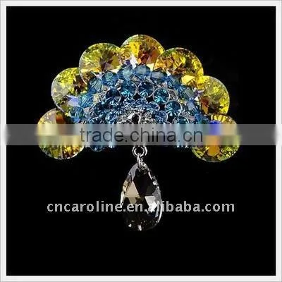 2012 New Design Vintage Rhinestone Peacock Brooch