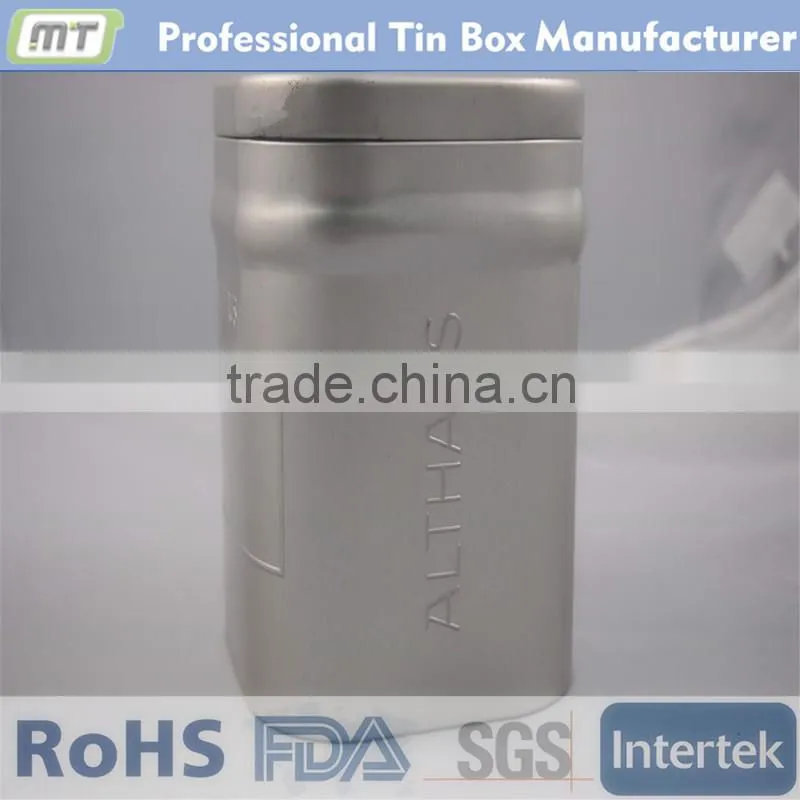 silvery square tea tin wholesale