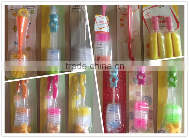 China Factory Wholesale Health 100% Sponge Nylon Baby Bottle Brush Set