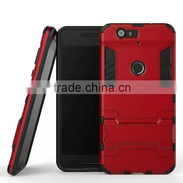 TPU Rubber Back Stand Case for Huawei nexus 6p TPU+PC Cover Case with Stents MT-4904