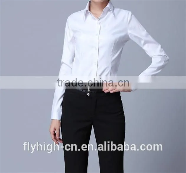 Supply Custom Logo Office Ladies Fashion Work Shirt