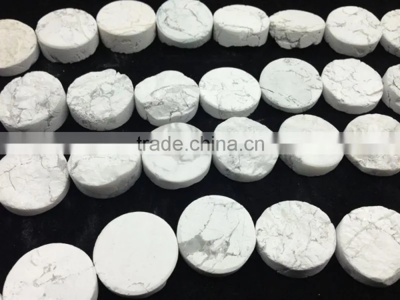 Wholesale Price Natural Stone Rough White Howlite ,White Turquoise Coin Beads