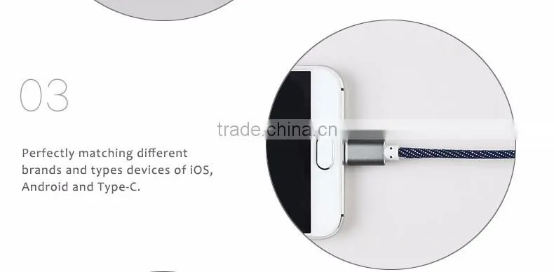 2016 Newest Denim Fabric Micro USB Cable Jean Metal Plug Data Charging cable for iPhone 6 6S Plus 5 5s Android Type C