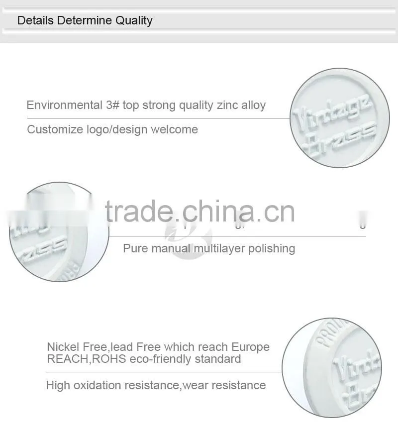 Custom White Embossed Logo Metal Alloy Jeans Button
