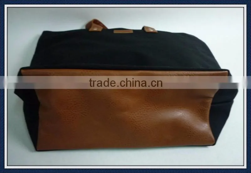 Canvas tote bag with pu leather handles