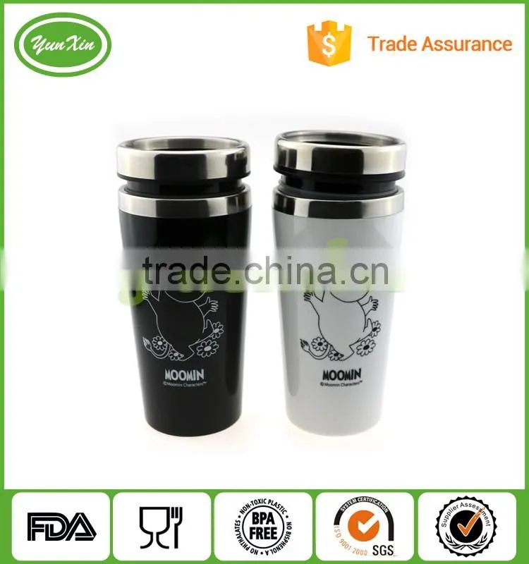 Eco friendly latest promotional printing moomin stainless steel travel mug/auto mug
