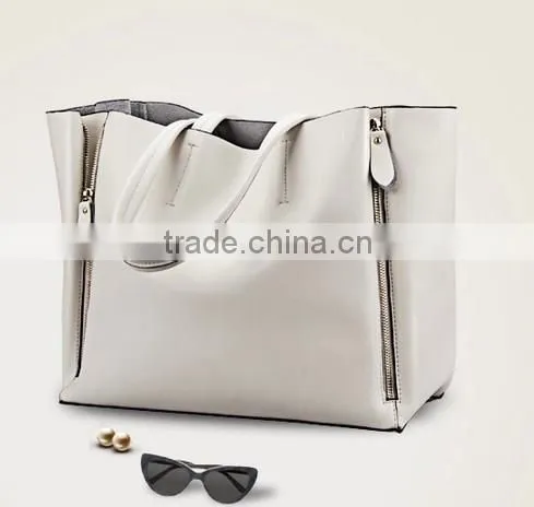 2 in 1 fashion white noble lady pure leather handbags