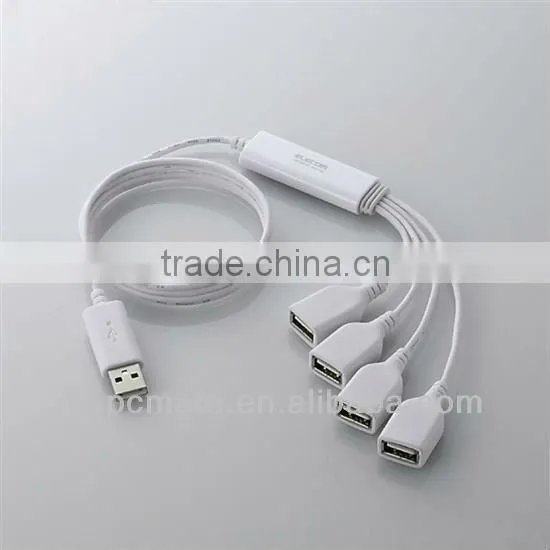 True High-Speed USB 2.0 4-Port Hub Splitter Cable Adapter for Laptop PC