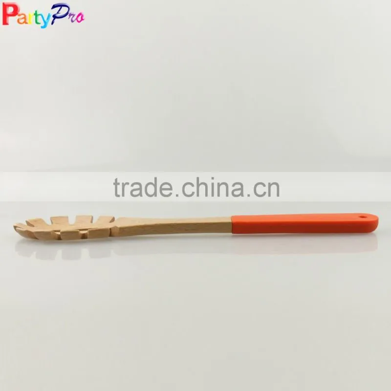 2016 new colorful Bamboo kitchen utensils with silicone handles