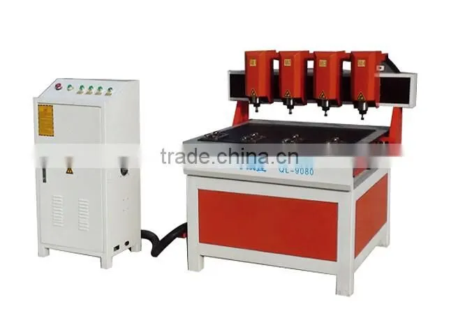 Hot sale QL- 9080 Independent 4 spindles 3d rotary carving cnc router wood price good