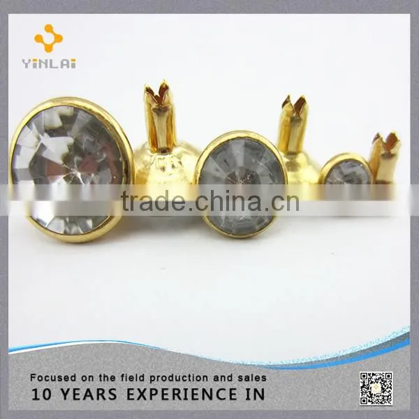 Gold Clear Crystal Rivet For Garment ,Splitted End Rivet