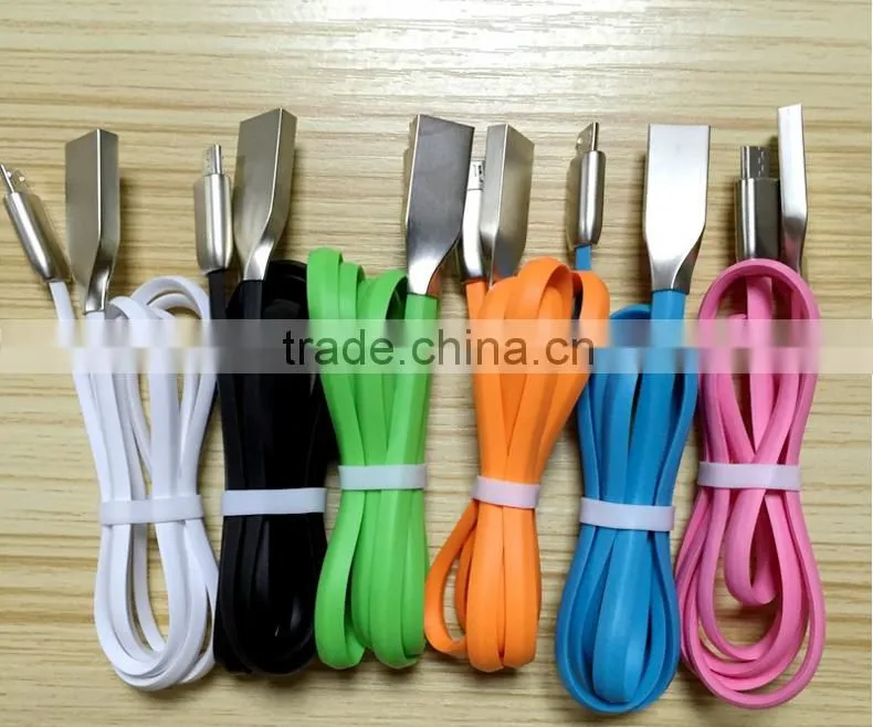 For iPhone USB Charger Cable Flat Zinc Alloy USB Cable New Premium