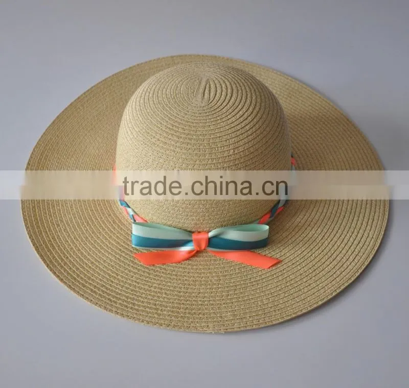 Fashion design customized plain color straw fedora hat for lady