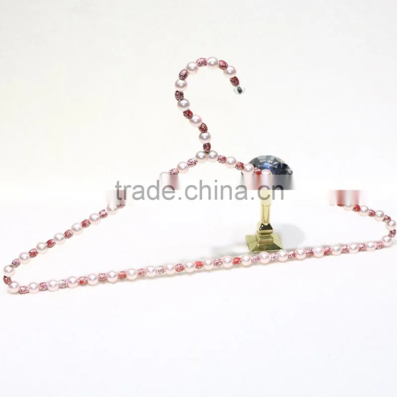 Colorful Pearl beaded dry cleaner wire clothes hanger coat hanger for sale