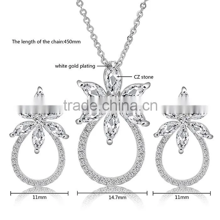 Wholesale Alibaba Silver Cubic Zirconia Jewelry Set