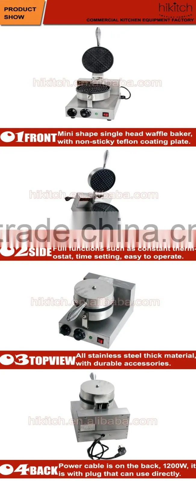 Snack equipment electric cooking plate single head waffle machine maker