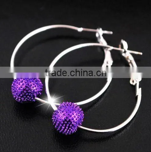 Crystal ball hoop earrings