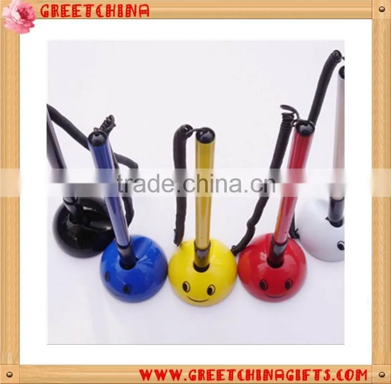 Round smile face base plastic table pen desk pen
