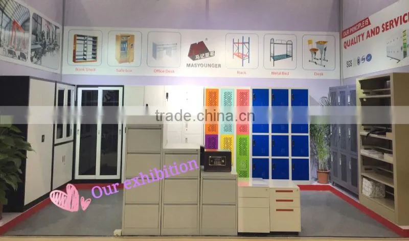 steel book cabinet with glass doors and wood surface display cupboard