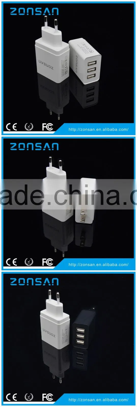 3 Port 3.1A Smart IC Mobile Phone Travel Charger Portable Charger Home Charger
