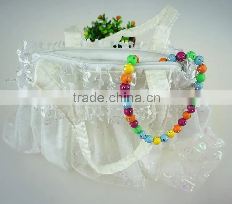 Fancy dress shape pouch bags lace handbag for kids
