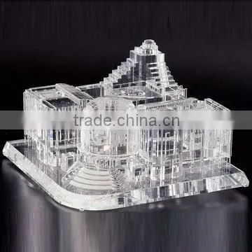 Fashion 3d laser crystal miniature building models for business souvenir