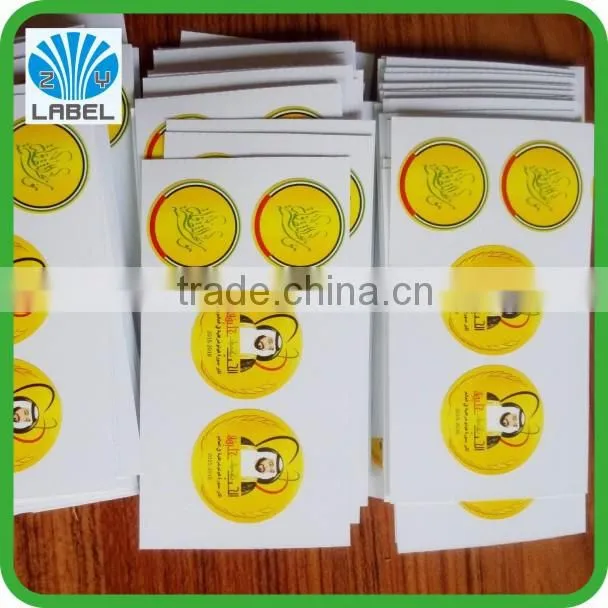 Custom glossy label sticker,glossy round sticker labels on sheet
