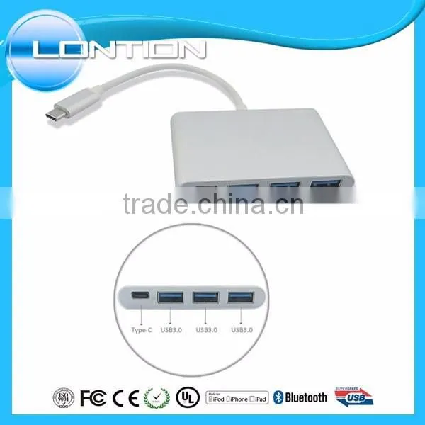 USB-C hub USB3.1 type c to 3 port usb3.0 + type c adapter For Apple Macbook 12" & LENOVO ZUK Z1 OTG Nexus 6