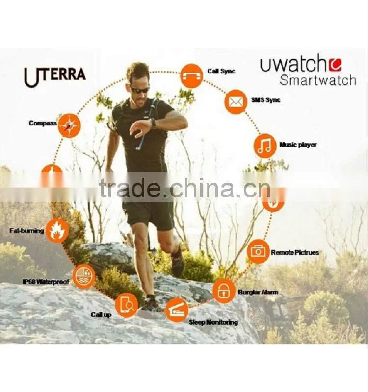 Waterproof Watch U TERRA smartwatch WristWatch Pedometer Calls Compass IPS Screen Ip68 For Android iPhone Samsung S5 Note 4 U8