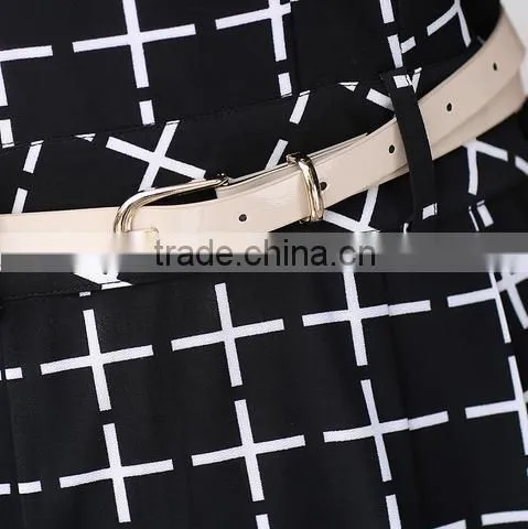 Women New Models Of Fashion Short Sleeve Tartan Dress