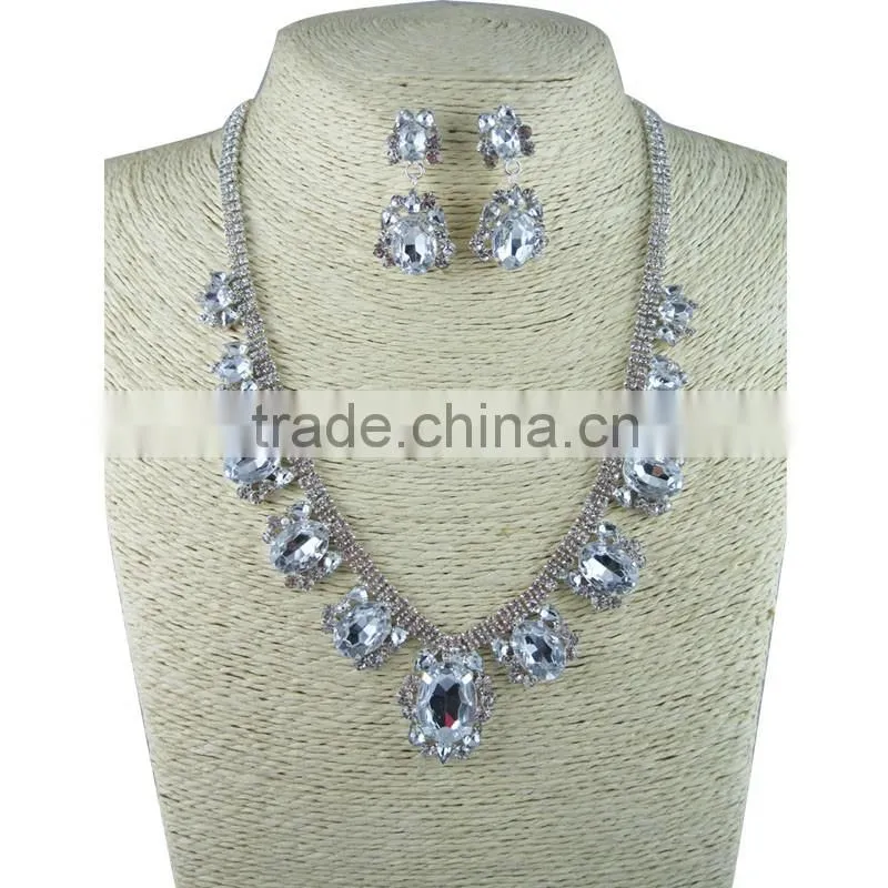 2016 new arrival women's luxury fashion aquamarie crystal bridal jewelry sets